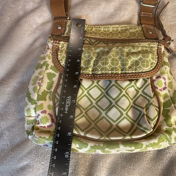 Fossil Green Geometric Margot Canvas Adjustable Crossbody Purse Shoulder Bag - Picture 11 of 11